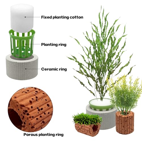 Rainmae 16 Pack New Upgrade Aquarium Plant Weights, Aquatic Water Plant Fixed Rings, Water Plants Cultivation Fixed Ring Plant Pot, Landscape Ceramic Pottery Gravity Ring for Fish Tank Accessories - color: 16 Pcs