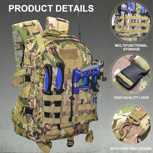 Lightweight Fishing Tackle Backpack Professional Water-Resistant All-in-One Rod Holder & Gear Storage - color: C-camouflage
