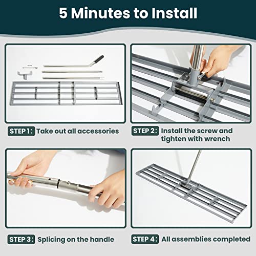 Lawn Leveling Rake 45"x10" Lawn Leveler Ground Full Stainless Steel Leveling Landscape Rake Topdressing Spreader Levelawn Tool for Backyard, Garden, Golf Couse, Farm, Pasture - size: 45x10inch-6.5 FT
