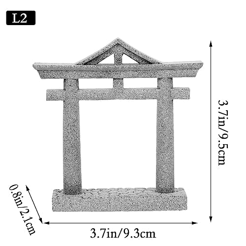 livelyfish Japanese Fish Tank Decorations Asian Aquarium Decor Torii Gate Ornament Japanese Shrine Oriental Pagoda Aquarium Sandstone Bridge Statues Betta Fish Decorations for Tank, L2 - size: Large-2