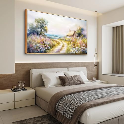 ZUITINGHUA Wood Framed Canvas Wall Art For Living Room Large Wall Decor For Office Bedroom Decoration Country Road Landscape Pictures Farmhouse Paintings Artwork Mural Aesthetic Home Decor 30x60 In - color: Country Road Wood Framed, size: 60"L x 30"W