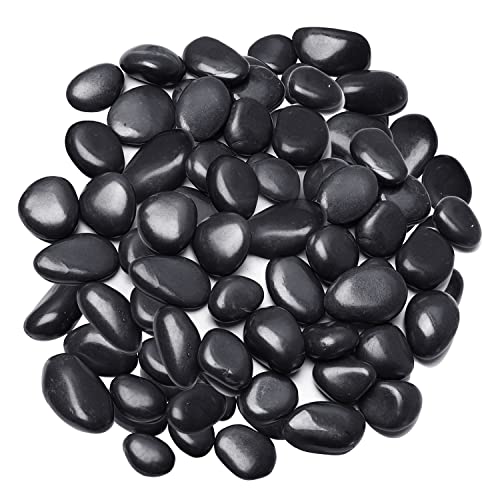 Terrarium Supplies,Virekm River Rocks, Decorative Ornamental Pebbles,Garden Landscaping Stones,Gravel Filler for Home Decoration Flower Bed Fish Tank Plants Vases Succulents - color: BLACK, size: 1 Pound