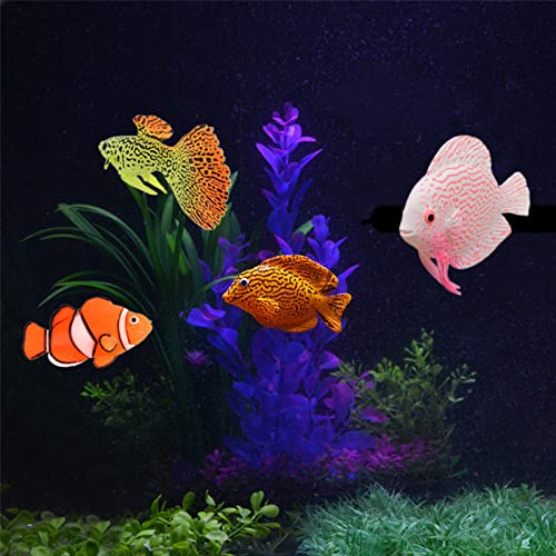 Artificial Moving Fish Floating Silicone Fish with Suction Cup Fish Aquarium Decorations for Fish