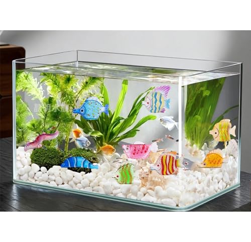 9 Pcs Miniature Flat Fish Aquarium Decor - Vibrant Handmade Underwater Simulation Models for Fish Tank Landscape, Creative Ocean Theme Ornaments, DIY Marine World Hanging Accessories & Desktop Display