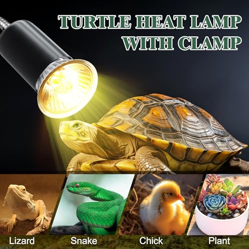 Tortoise Heat Lamp,E27 UVA/UVB Reptile Heat Lamp,360°Flexible Rotating Chick Heat Lamp with Ceramic Bulb Holder,Dimmable Plant Growth Lamp, Metal Clip, 2.4M Cable, for Aquarium Turtle Snakes,No Bulb - color: Heat Lamp-black-1pc