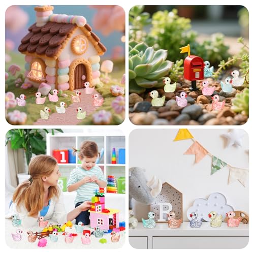 BeadRiver 240PCS Mini Glitter Ducks Resin Tiny Ducks for Miniature Landscape Plastic Small Animal Little Figures for Hide Prank Fairy Garden Accessories Dollhouse Aquarium Decor - style: 240 Pcs Mini Glitter Ducks