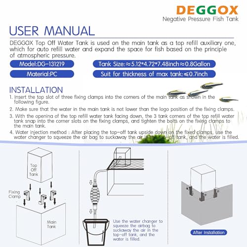 Vacuum Suspended Fish Tank – 0.8 Gallon Negative Pressure Aquarium with Clear Fish Elevator, Auto-Refill Water System, Increases Fish Activity Area & Unique Aquarium Décor