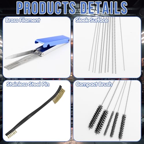 9Pcs Carburetor Cleaning Tool, Professional Carb Jet Cleaning Kit & Welding Tip Cleaner with Stainless Steel Needles, Hooks & Brushes for ATV Motorcycle Chainsaw & Welder - color: D-Style-9PCS