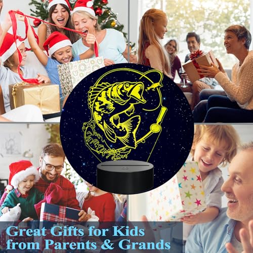 Fish Night Light, Fish 3D Illusion Lamp, Go Fishing Man Gifts with 16 Colors Changing, Timer, 4 Flash Modes and Dimmable, Kids Room Decoration, Xmas Fishing Gifts - color: Fishing