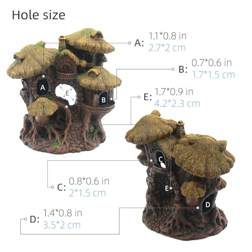 Fish Tank Decorations Hideaway Cave, Fish Tank House Accessories for Amphibians, Goldfish, Shrimp, Conch