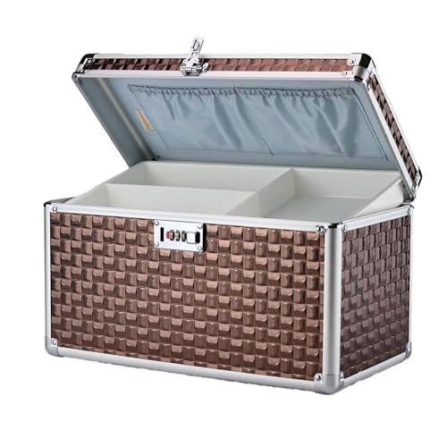 Portable Combination Lock Storage Box with Handle – Multipurpose Locking Case for Home & Outdoor Use, Secure Storage for Accessories, Medicine, Cosmetics, Toys & Tools (Brown, Extra Large) - color: Brown, size: Extra Large