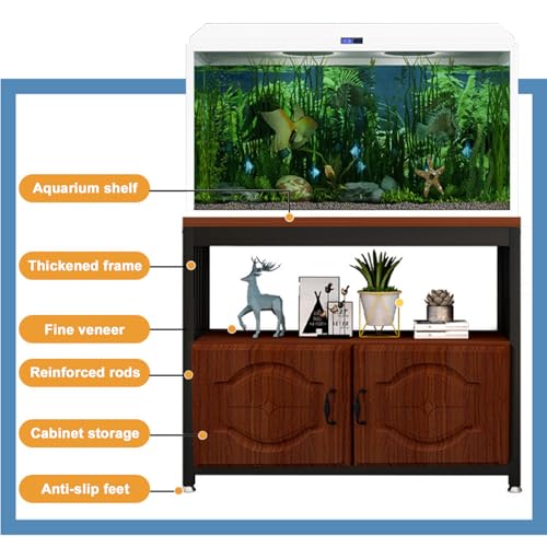 30 Gallon Fish Tank Stand, Wooden Aquarium Stands, with Shelves and Storage Cabinet for Fish Tank Accessories Storage, Turtle Terrarium Stand Rac White shelves + blackboard + white cabinet 80x30x70cm - color: White shelves + blackboard + white cabinet, si