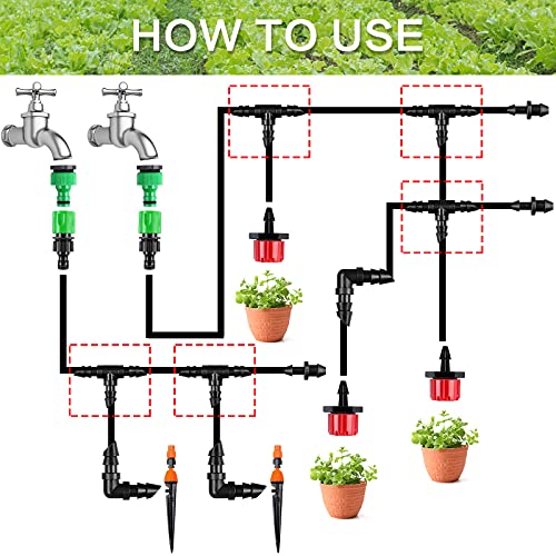 70 Pack Barbed Tee Fittings, 1/4" Drip Tubing, Black, Plastic, Irrigation Fitting, HOSE PIPE FITTING, Barb Tee, 1/4 inch - size: 70P-Tee Fittings