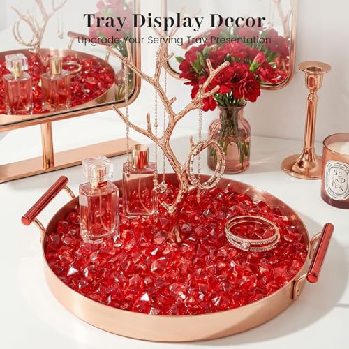 DomeStar Red Fake Ice Rocks, 150PCS Acrylic Gems Crystals Plastic Diamonds Centerpiece for Vase Fillers Wedding Party Table Scatter Decorations - color: Red