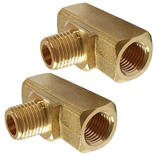Uenede 2PCS Brass Tee Pipe Fitting 1/4" NPT Female x 1/4" NPT Male x 1/4" NPT Female for Water/Oil/Gas - style: Female x Male x Female