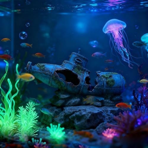 Fish Tank Decoration - Sunken Ship Aquarium Decoration Fish and Shrimp Aquatic Pets can Rest and Hide in Caves (Type-a) - color: Type-a