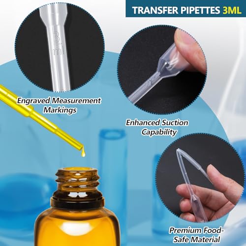 120Pcs Plastic Transfer Pipettes 3ml Dropper for Oil, Disposable Dropper Pipettes Eyedropper Water Droppers Pipette for Craft Lab Resin Paint - size: 3ml