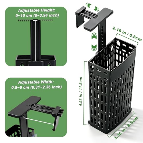 2 Pack Upgraded Adjustable Aquarium Plant Holder, Top Hanging Design Fish Tank Plant Holder, Adjustable Width Height, Fits Tank Edges up to 2.3 in, for Aquaponic Plants and Aquascape Decoration, Black