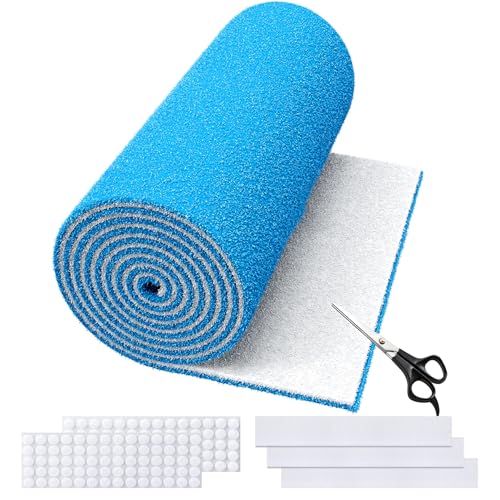 Air Vent Filters, 16" x 90" Cut to Fit Air Filter Material (50+ Filters),MERV 8 Triple Electrostatic Vent Filter for AC, HVAC Furnace, Grilles and Mobile Home with Adhesive 48PCs Hook Tape - style: 16" x 90"(Blue）