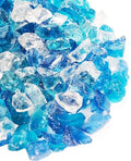 NUPICK Fire Glass - 20 Pound Mixed Bahama Blend for Fire Pit & Gas Fireplace, 1/2-3/4 Inch Tempered Glass Rock in Blue and White - color: Bahama Blend, size: 20 Pound (1/2")