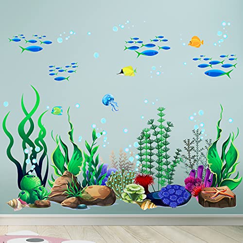 Zonon Under The Sea Wall Decals Coral Reef and Seaweed, Ocean Wall Decals Stickers, Undersea Decor Stickers, Underwater Sea Stickers for Nursery Living Room Office(Classic Style) - style: Classic