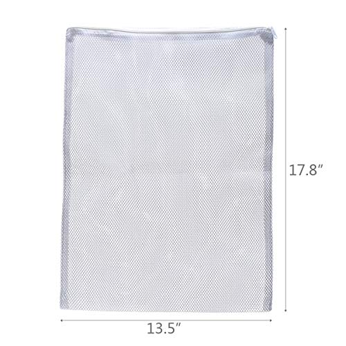Large Filter Media Bags,Aquarium Mesh Bags with Plastic Zipper,White Net Bags for Bio Balls, Ammonia Remover 17.8" by 13.5" (4pcs)