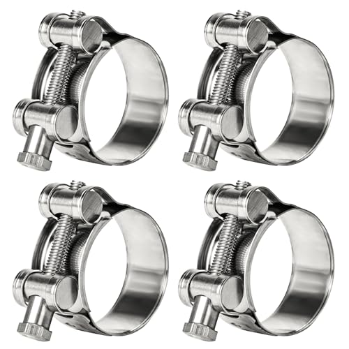 T-Bolt Hose Clamps 304 Stainless Steel (17-19mm 4-Pack) - Heavy Duty Adjustable Clamp for Automotive, Plumbing & Industrial Pipes - Corrosion Resistant, Secure Seal - size: 17-19mm 4 Pack