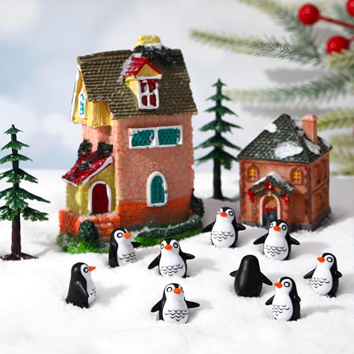50 Pcs Mini Penguin Figurines Resin Animals Mini Resin Penguins Miniature Figurines Tiny Penguin Decor for Garden Aquarium Dollhouse Landscape Patio Yard Lawn Potted Winter Party Decor