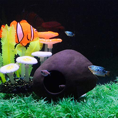 Saim Aquarium Decorations Clay Hiding Breeding Cave Fish Tank Ornaments for Baby Betta Fish Amano Shrimp Cichlid Bonsai to Play, Hide and Rest (Small) - size: Small