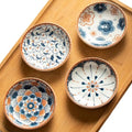 4 Pack 3 oz Cute Japanese Soy Sauce Dish Small Dipping Sauce Bowls Ceramic Sushi Dipping Bowls for Sushi,Side Dish,Ketchup,Dips,Condiment,Snack,BBQ Party - color: Brown