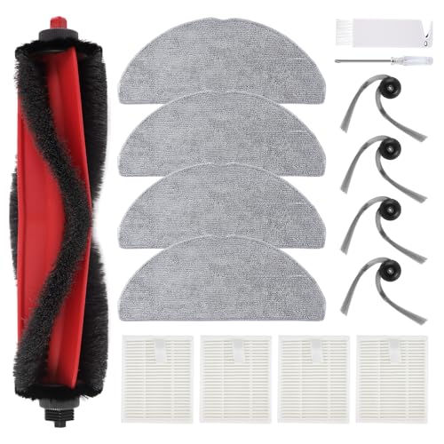 VIEWALL Q7M5 Replacement Accessories Kit for Roborock Q7 M5/M5+, Q7 L5/L5+ Plus Robot Vacuum, 1 Main Brushes, 4 HEPA Filters, 4 Side Brushes, 4 Mop Pads, 1 Cleaning Tool, 1 Screwdriver - color: Q7 M5 Kit - Black