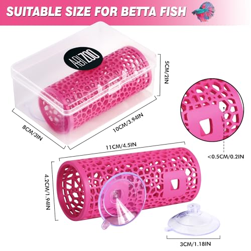 Abizoo Betta Fish Pink Tunnel Hideout for Aquarium Decoration Durable Hollow Design Easy to Clean Smooth Finish Enhances Habitat Comfort Fish Tank Accessory for Shrimp Guppies - color: Pink