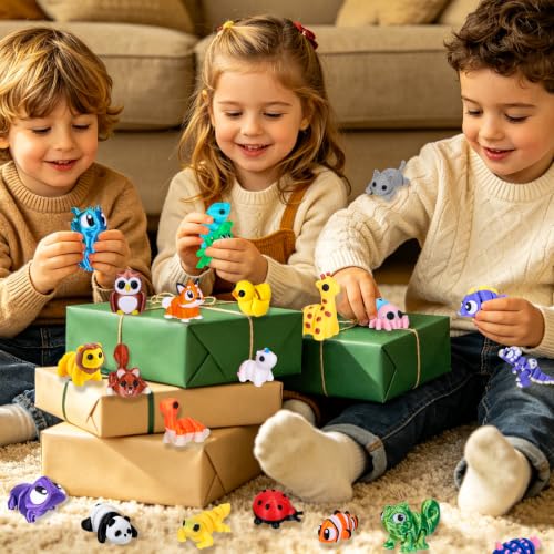 ywevyezc 52 Pcs 3D Printed Animals Set, Flexible Articulated Mini Sea Animal Figurines Fidget Toy Desk Pets, Ideal for Party Favors Birthday Gifts Office Desktop Home Decor - style: 52Pcs-3D Animals