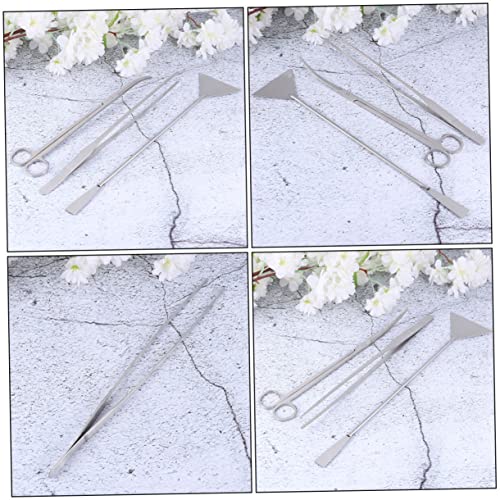 Kisangel 1set Stainless Steel Aquarium Tool for Aquascaping Cleaning Supplies Tweezers Scissors Spatula and Storage Bag for Fish Tank Plant Maintenance