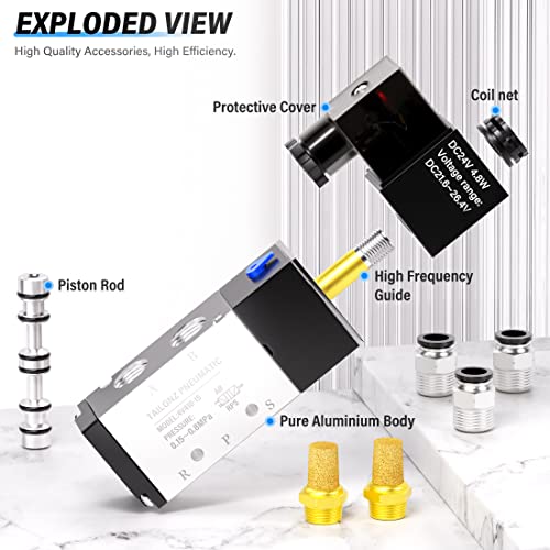 TAILONZ PNEUMATIC 1/2"NPT Solenoid Valve 4V410-15 DC24V Single Coil Pilot-Operated Electric 2 Position 5 Way Connection Type Junction Box - size: 1/2"NPT/DC24V/Junction Box, style: 2 Position 5 Way
