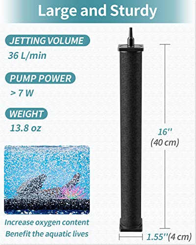 Pawfly 16 Inch Air Stone Cylinder for Larger Pumps Bubble Diffuser Release Tool for Large Aquariums Outdoor Pond Garden Circulation Systems and DWC Reservoirs, 2 Pack