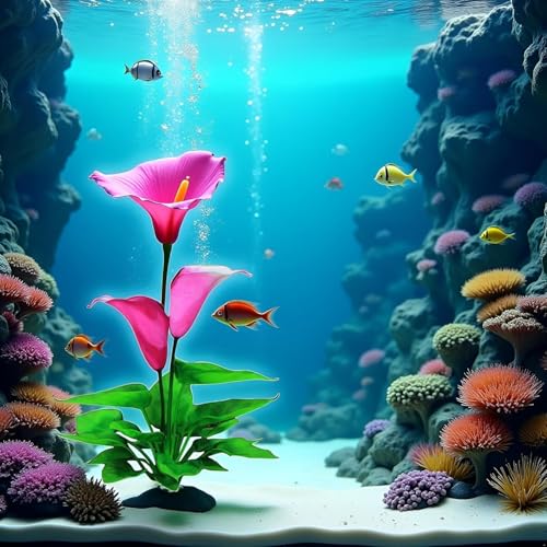 Flower Aquarium Decoration Artificial Aquatic Plant Waterweed Craft Silk Plastic Plants,Artificial Fish Tank Decorations,Used for Household and Office Simulation Hydroponic,Aquarium Plants