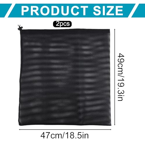 2pcs Pond Pump Cover Filter Bag, 19.3x18.5in Black Media Water Pump Barrier Drawstring Bags Box with Anti-Clogging Mesh Accessories for Outdoor Aquarium Ponds Swimming Pools Garden