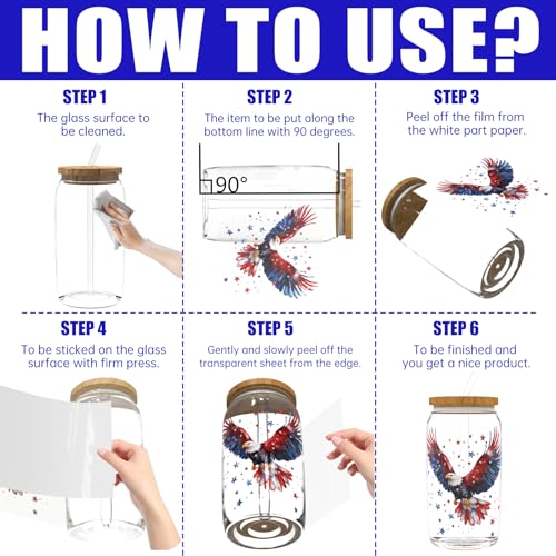 4 PCS 4th of July Eagle UV DTF Cup Wrap High Viscosity Stickers for Glass Mugs Notebooks Laptops - style: 4th of July Eagle