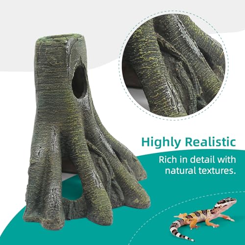 Aquarium Decor Corner Tree Stump Trunk Hollow Betta Cichlid Cave Rocks, Reptile Tank Accessories Climing Ramp for Reptiles, Amphibians, Leopard Gecko, Snake, Lizard, Frogs, Fish - style: Type-D