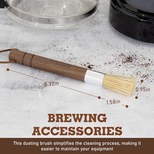 Takavu Coffee Grinder Cleaning Brush, Barista Brush with Stiff White Boar Bristle, Espresso Machine Cleaner Tool, Brista Dusting Accessories Used on Group Heads Shower Screen Portafilter Scoop Tamper - color: White Boar Bristle
