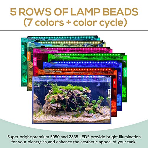 hygger 22W 24/7 Lighting Aquarium LED Light, Sunrise-Daylight-Moonlight Mode and DIY Mode, Adjustable Timer Adjustable Brightness Fish Tank Light with Extendable Bracket 7 Colors for Planted Tank - size: 22W for 24~30inch Tank