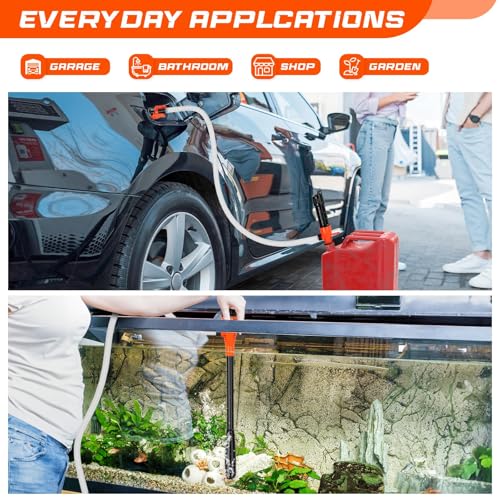 Portable Transfer Pump Battery Operated Electric Siphon Pump for Gas, Fuel, Diesel, Water Transfer 2.4 GPM Flow Oil Extractor, 47 Inches Hose-Easy to Use Hand Fuel Pump, Multi-Use Siphon Transfer Pump - size: 1 Pack of Orange