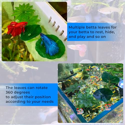 2PCS Magnetic Betta Leaf Hammock,Betta Fish Resting Spot Plastic Betta Fish Bed for Aquarium - Adjustable Betta Tank Accessories for Resting, Hiding, Bubble Nest,Betta Fish Decor