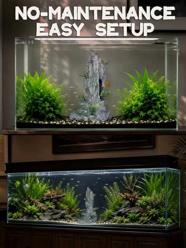 Aquarium Decor - Tall and Large Mountain Rock Ornament for Fish Tank, Aquarium Hideout with Rock Texture for Betta, Guppy, Shrimp - Safe Aquatic Decoration, Fish Hiding House（Grey） - color: Tall Peak Rock - Grey
