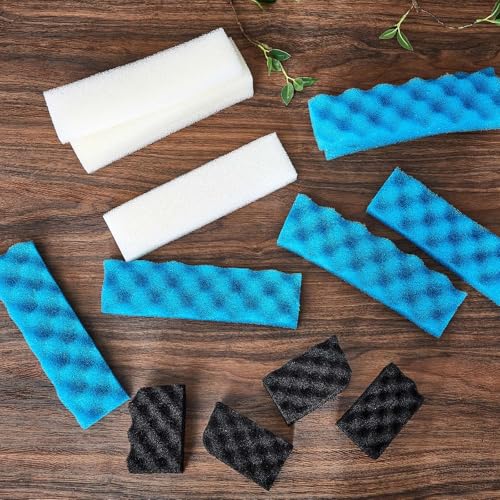 Threlaco 18 Pcs Bio Sponge Set Compatible with Fluval 406/407 Aquarium Filters Compatible with Aquarium Filters Including Blue White Black Bio Sponge for Replacement Filter Media Kit - style: 406/407