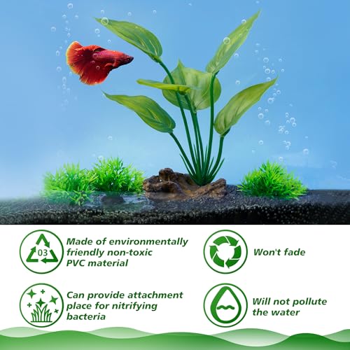 Fish Tank Artificial Plastic Plants Decorations 6inch Silk Betta Leaf pad Hammock Hides Small Aquarium Decor Fish Bowl Accessories Reptiles Turtle Tank Driftwood Ornaments