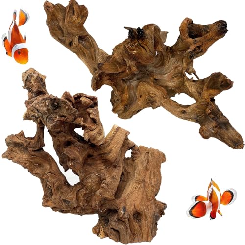 kathson 2 PCS Large Aquarium Driftwood, 7.5''-12''Natural Fish Tank Driftwood Assorted Branches Reptiles Drift Wood Decor Aquarium Wood Aquascaping Terrarium Ornament Habitat Accessories - size: 2Pcs: 7.5-12in