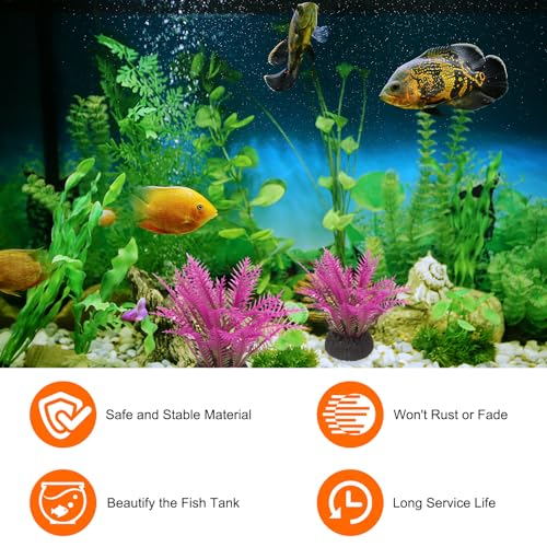 uxcell Aquarium Artificial Plants, 10 Pcs Fish Tank Plants Decorations Accessories Aquatic Ornaments Decor Water Grass, Red (Coco Leaves) - color: Red