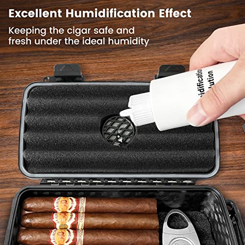 Flauno Travel Cigar Humidor - Portable Cigar Case with Cigar Cutter & Humidifier, Holds up to 15 Cigars, Waterproof, Crushproof, Airtight Seal, Durable - size: Holds up to 15 Cigars